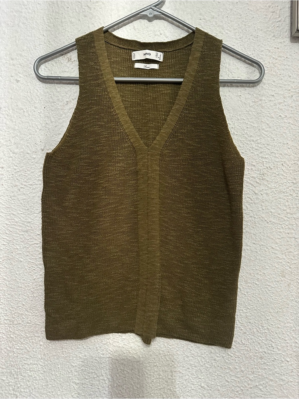 Mango Olive Knit V-Neck Tank